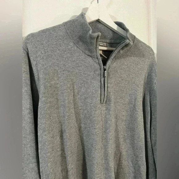 L.L. Bean Men’s Gray Textured Wash Quarter-Zip Pullover - Sweater Size Large - Picture 5 of 5